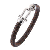 Men's Stainless Steel Leather Buckle Bracelet – Jewelry Gift Ideas — 3