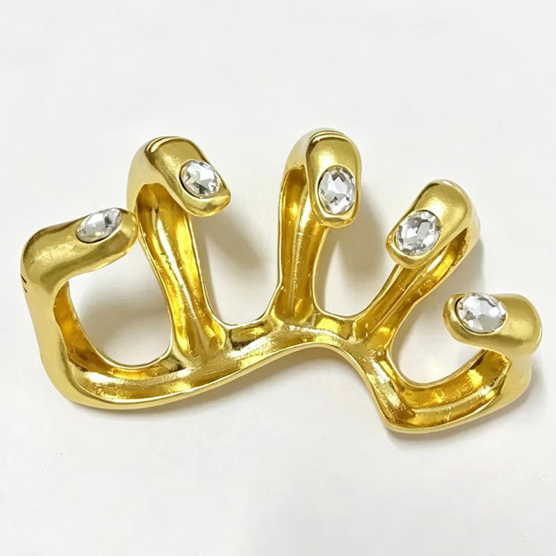 Over-the-top Metal Ring With Diamond-studded Handle – Meaningful Gifts — 1