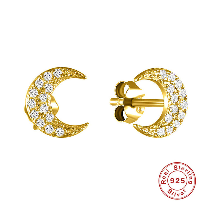 Moon Stud Earrings Fashion Simple Diamond-Studded – Stylish Gifts — 1