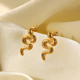 18K Gold Plated Stainless Steel Snake Stud Earrings – Gifts for Her — 7