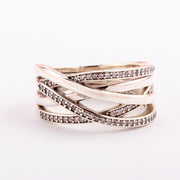 Classic Intertwined Rose Gold And Silver Ring – Stylish Gifts — 5