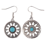 Round Turquoise Alloy Earrings – Birthday Gifts — 6