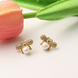 Women's Bee Pearl Grace Silver Stud Earrings – Gifts for Her — 1