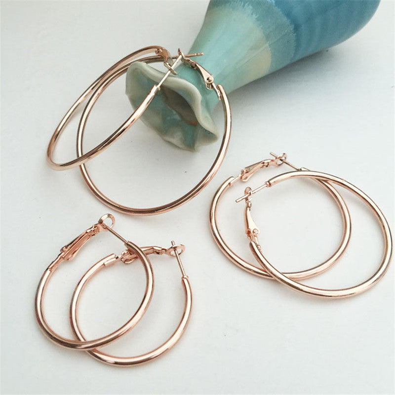 European And American Rose Gold Hoop Earrings – Thoughtful Gifts — 1
