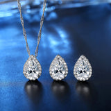 Platinum-Plated Drop Zircon Necklace And Earring – Jewelry Gift Ideas — 4