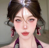 Leopard Cross Earrings Y2g Millennium Hot Girl Niche – Gifts for Kids — 2