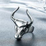 Retro Punk Bull Head Bull Men's Titanium Steel Ring – Gifts for Him — 4