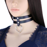 Black PU Leather Peach Heart Pendant Collar – Jewelry Gift Ideas — 12