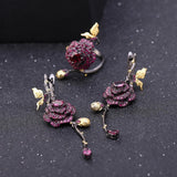 Garnet Sterling Silver Rose Earrings Women – Gifts for Her — 5