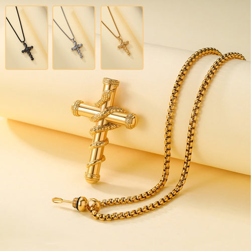 18k Gold Detachable Cross Snake Necklace Fashion – Jewelry Gift Ideas — 1