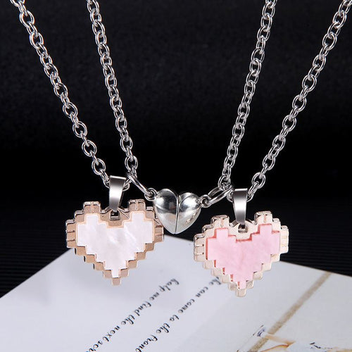 2pcs Magnetic Heart-shaped Mosaic Necklace Fashion – Gifts for Couples — 1