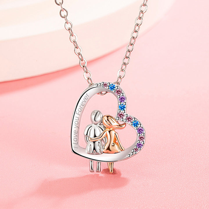 Love Couple Necklace With Colorful Rhinestones – Gifts for Couples — 1