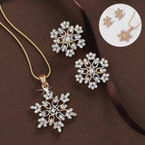 3pcs Snowflake Necklace Set With Rhinestones – Jewelry Gift Ideas — 1