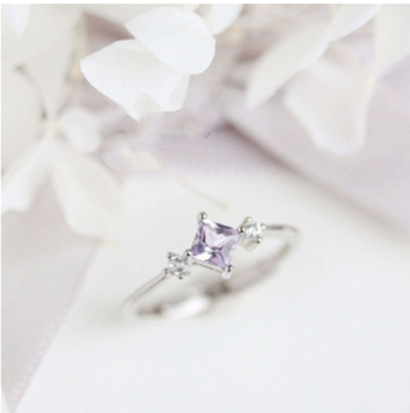 Lilac Princess Square Sterling Silver Ring – Everyday Gifts — 1