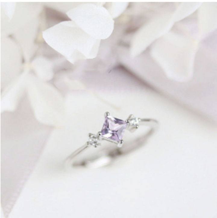 Lilac Princess Square Sterling Silver Ring – Everyday Gifts — 1