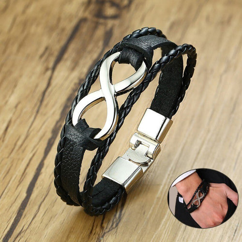 Alloy lucky figure 8 leather bracelet – Jewelry Gift Ideas — 1
