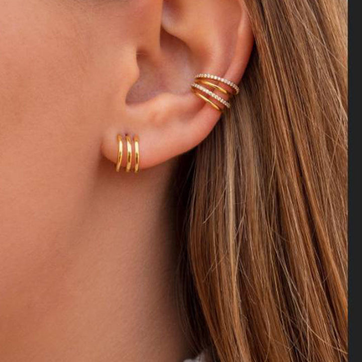 Three-layer Cutout C-shaped Earrings – Small Gift Ideas — 1