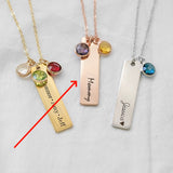 Twelve Color Birthstone Long Engraved Necklace – Jewelry Gift Ideas — 3