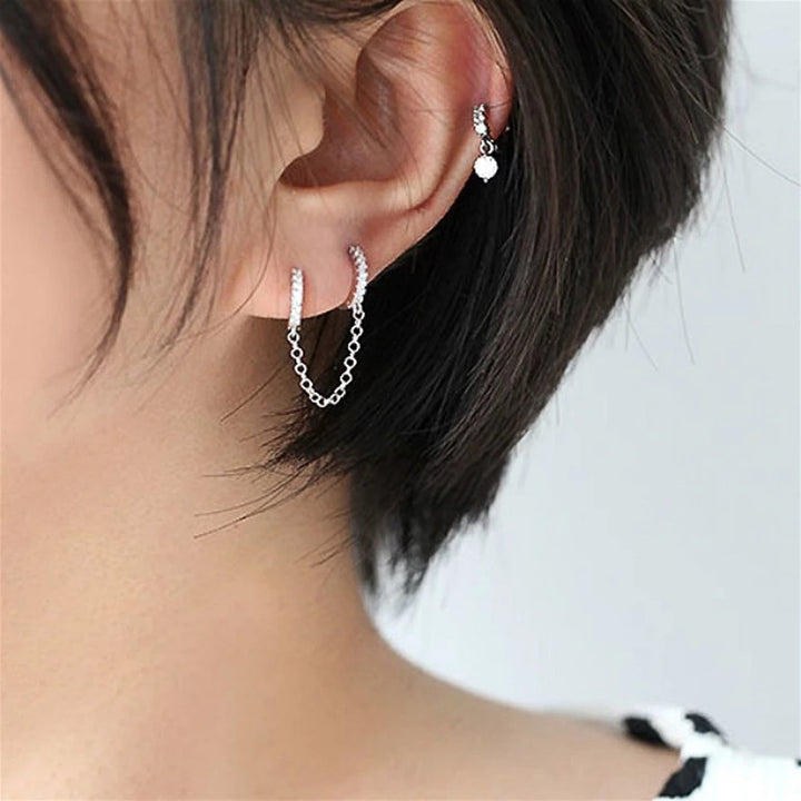 Double Pierced Conjoined Diamond Earrings Women – Gifts for Her — 1