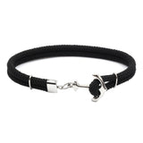 Navy Hand Braided Stainless Steel Anchor Bracelet – Jewelry Gift Ideas — 1