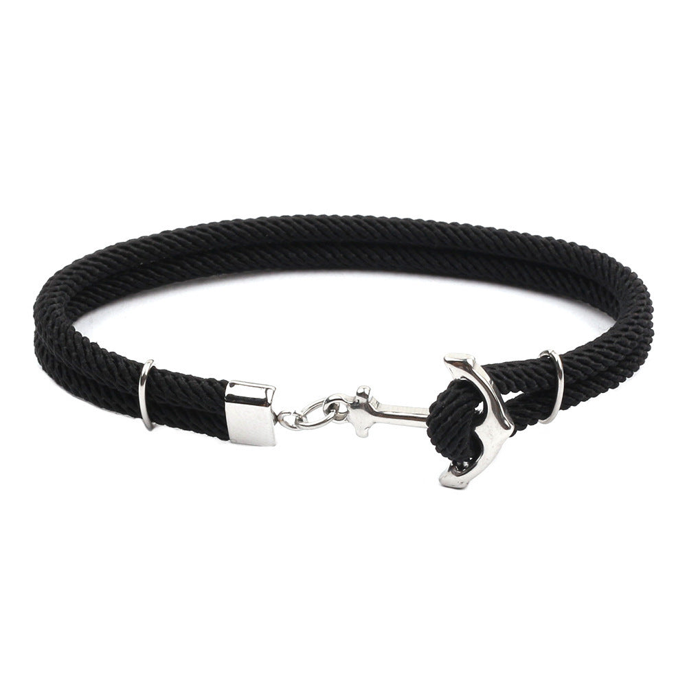 Navy Hand Braided Stainless Steel Anchor Bracelet – Jewelry Gift Ideas — 1