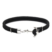 Navy Hand Braided Stainless Steel Anchor Bracelet – Jewelry Gift Ideas — 1