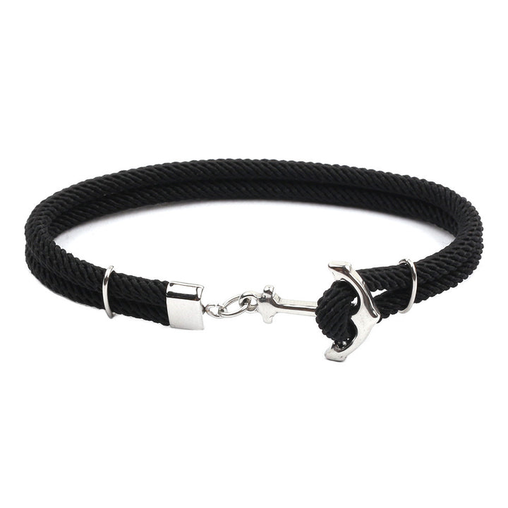 Navy Hand Braided Stainless Steel Anchor Bracelet – Jewelry Gift Ideas — 1