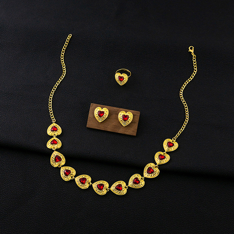 Retro Court Love Necklace Earrings And Ring Set – Jewelry Gift Ideas — 1