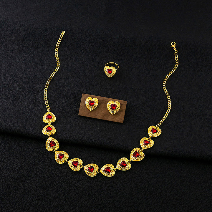 Retro Court Love Necklace Earrings And Ring Set – Jewelry Gift Ideas — 1