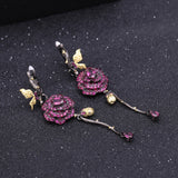 Garnet Sterling Silver Rose Earrings Women – Gifts for Her — 3