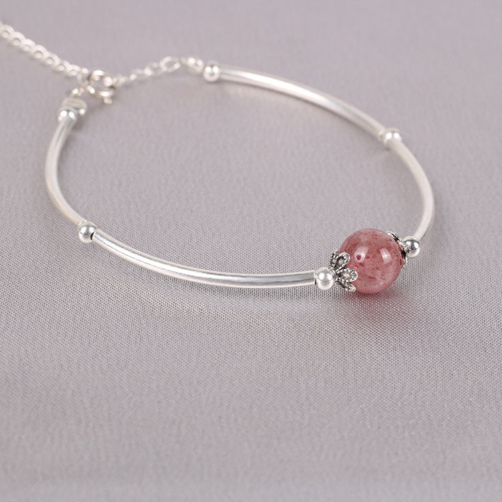 Bracelet Female Pink Crystal Transfer Beads – Jewelry Gift Ideas — 1