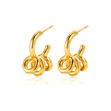 Retro Stainless Steel Irregular Line Ring Earrings – Everyday Gifts — 5