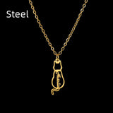 Titanium Cute Kitten Monogrammed Necklace – Jewelry Gift Ideas — 10