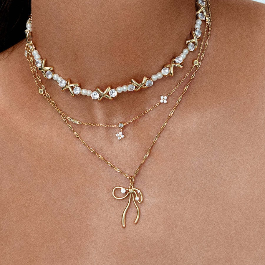 Niche Bone Chain Bow Zircon Sweet Necklace – Jewelry Gift Ideas — 1