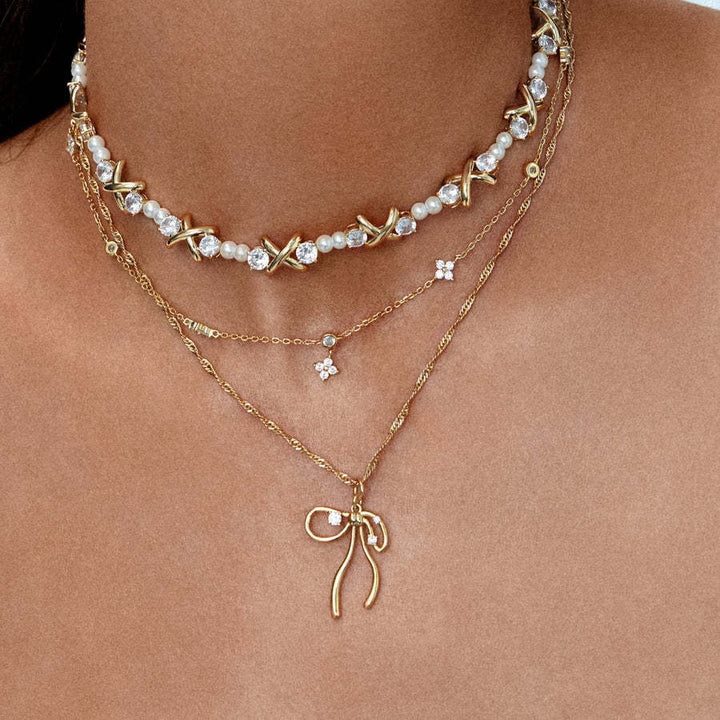 Niche Bone Chain Bow Zircon Sweet Necklace – Jewelry Gift Ideas — 1