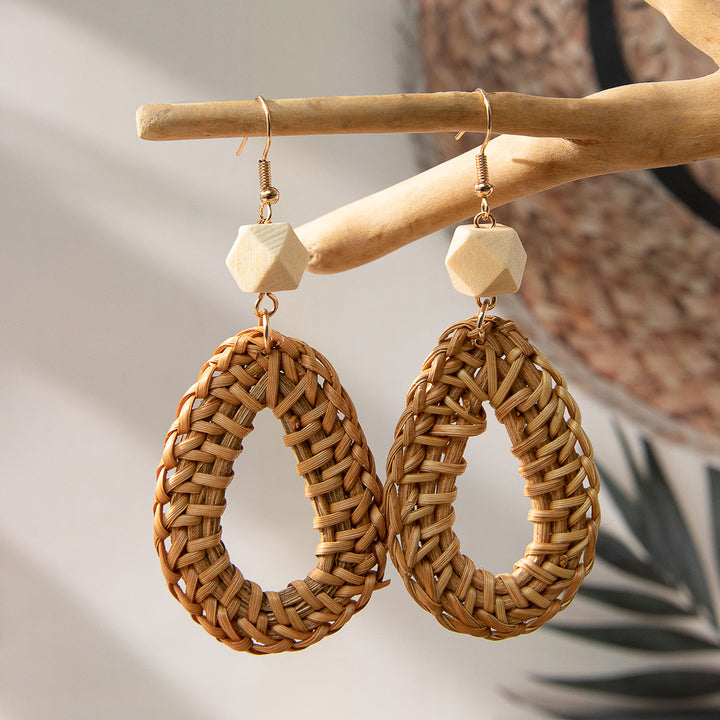 Vintage Wood Drop Shape Earrings – Stylish Gifts — 1
