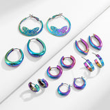 Colorful Metal Holographic Hoop Earrings Female Y2g – Gifts for Her — 1