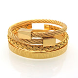 Bangle Braided Bracelet Men's Gold Titanium Steel – Jewelry Gift Ideas — 7