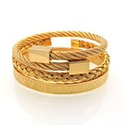 Bangle Braided Bracelet Men's Gold Titanium Steel – Jewelry Gift Ideas — 7
