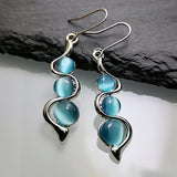 Bohemian Creative Curved Wavy Earrings Inlaid Hylan – Cat Lover Gifts — 7