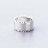 Fashion Distressed Wide Face Smooth Ring Silver Plated – Stylish Gifts — 4