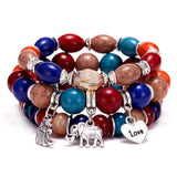 Elephant Love Wings Natural Stone Bracelet Set – Jewelry Gift Ideas — 5