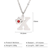 Flower Rhinestone-encrusted 26 Letter Necklace – Jewelry Gift Ideas — 14