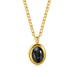 Emerald Zircon Necklace Titanium Steel Oval – Jewelry Gift Ideas — 3