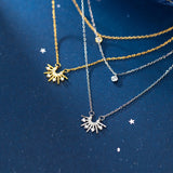 Diamond sun necklace double clavicle chain – Jewelry Gift Ideas — 5