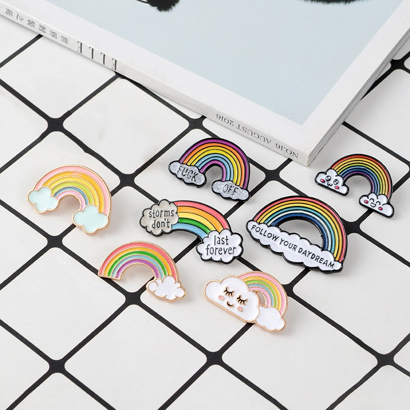 Creative rainbow cloud badge brooch – Jewelry Gift Ideas — 1