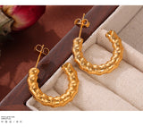 C-shaped Titanium Steel 18k Gold Plated Earrings – Thoughtful Gifts — 13
