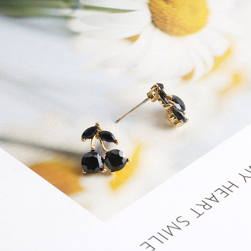 Cherry Earrings Cute Black Earrings Female – Gifts for Her — 2