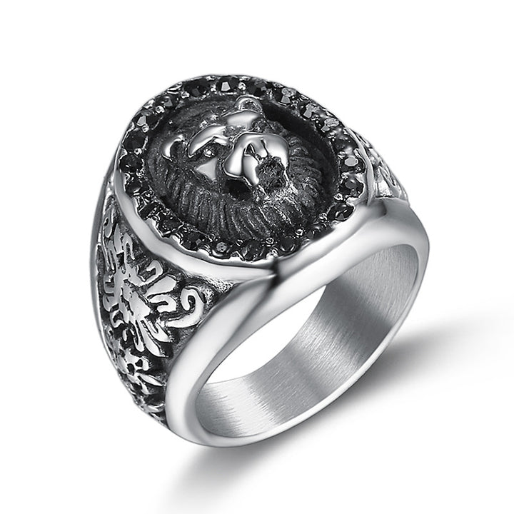 Exaggerated Domineering Black Diamond Lion Head Ring – Useful Gifts — 1