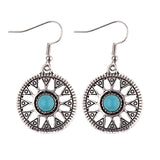 Round Turquoise Alloy Earrings – Birthday Gifts — 3